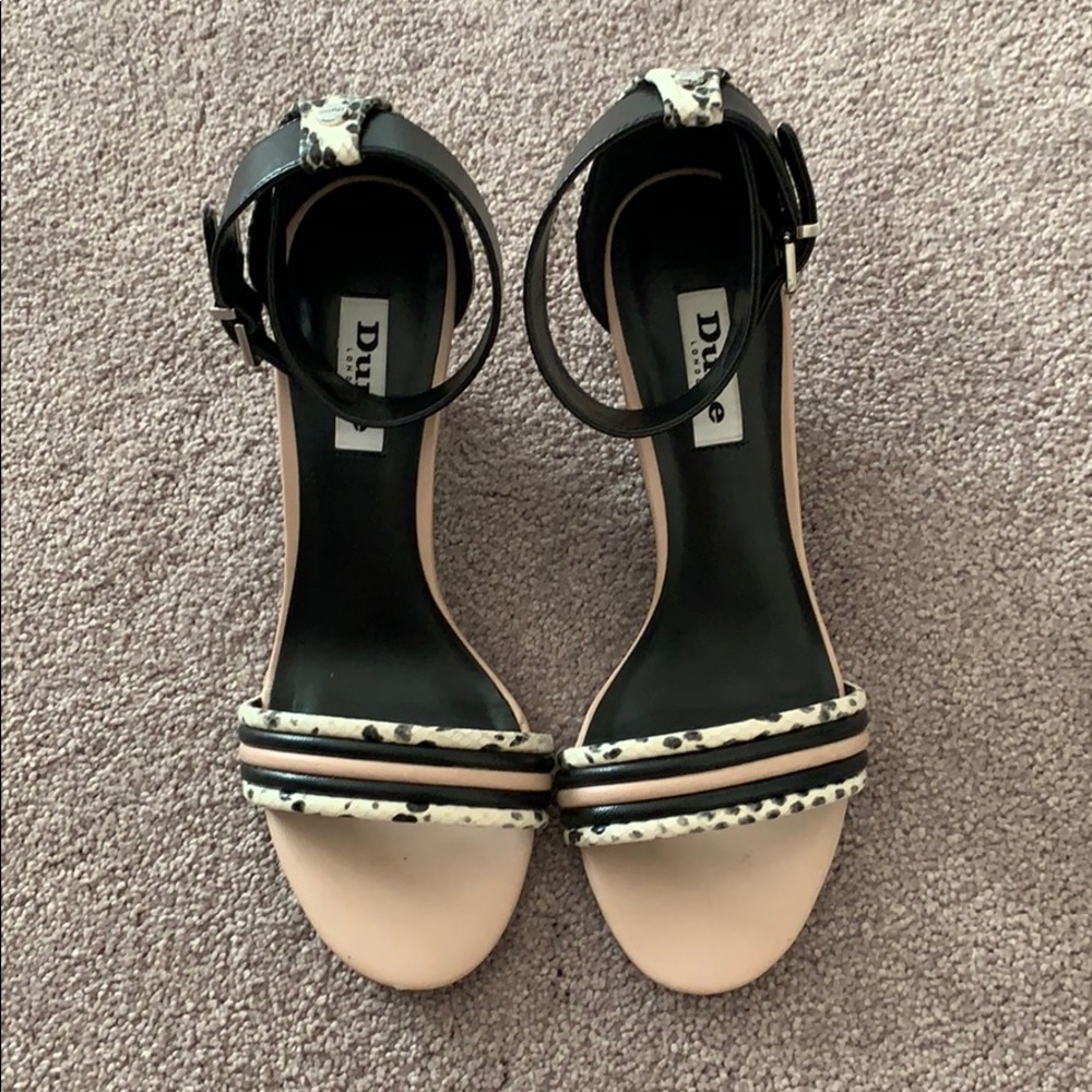 Dune London Black and Nude Strappy Heeled Sandals
